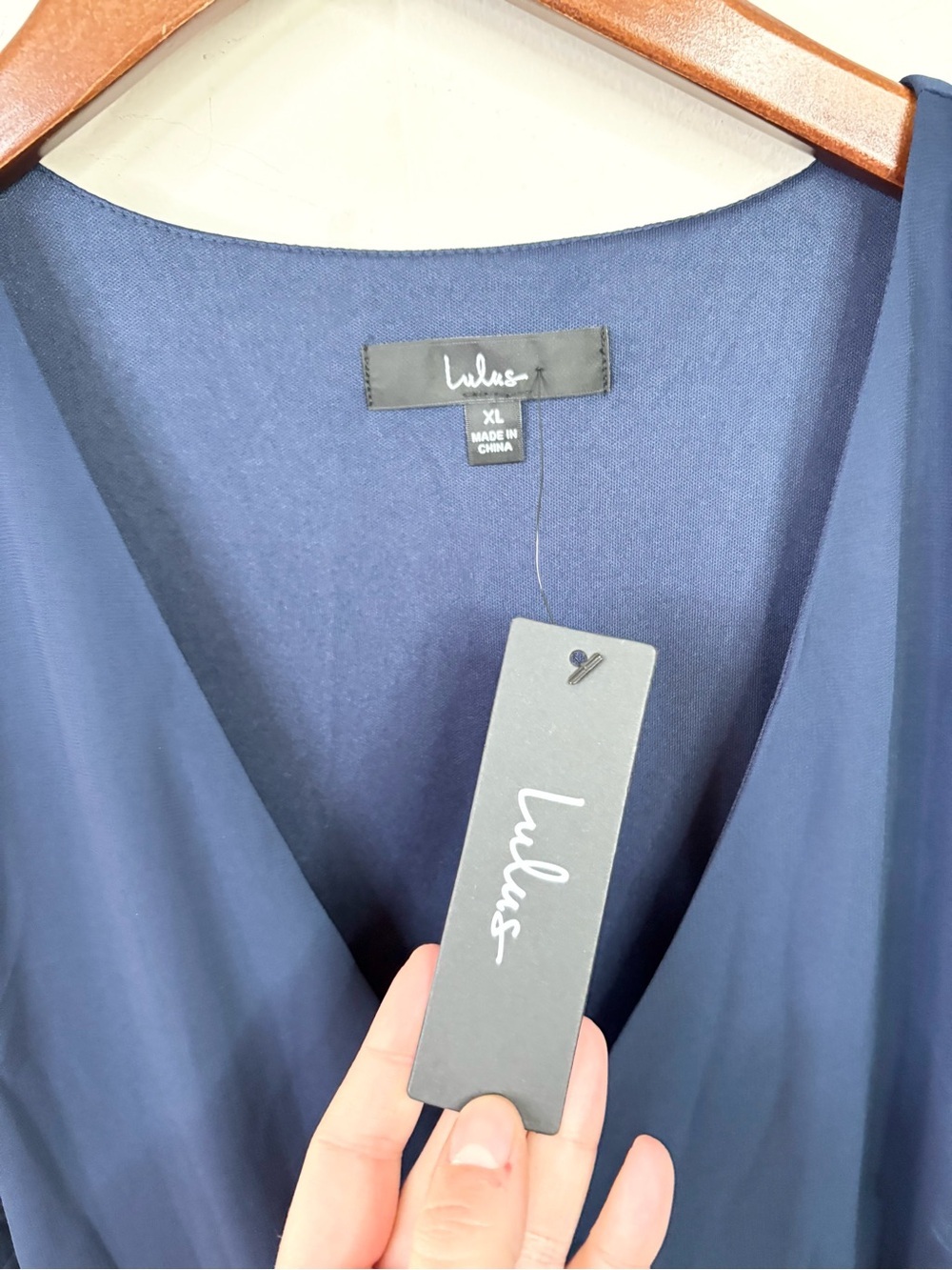 Lulus My Whole Heart Navy Blue Long Sleeve Maxi Wrap Dress size XL new - Picture 5 of 6